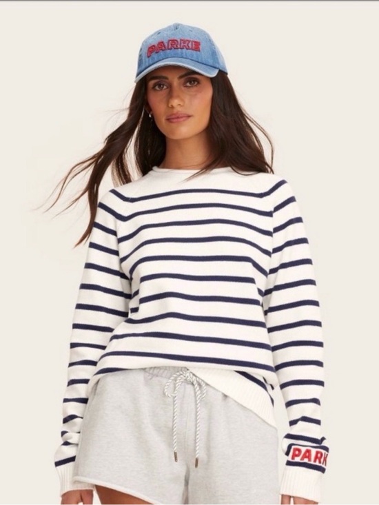 Parke Tops - Parke x Target Stripped Crewneck Sweater in White & Navy by